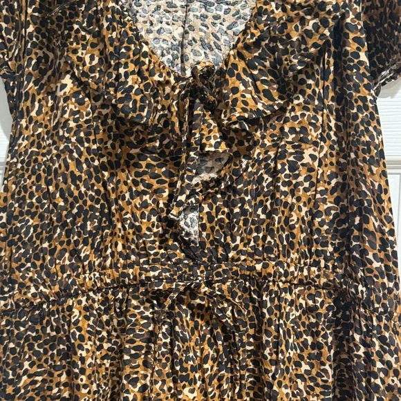 Leopard Print Ruffle Dress - Picture 2 of 5